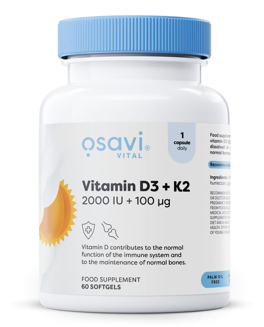 Osavi Vitamin D3 + K2 2000IU + 100mcg 60 softgels