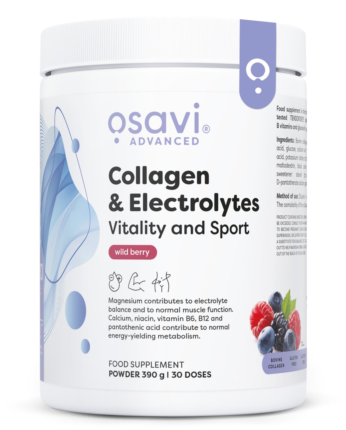Osavi Collagen Electrolytes Vitality and Sport Wild Berry 390g