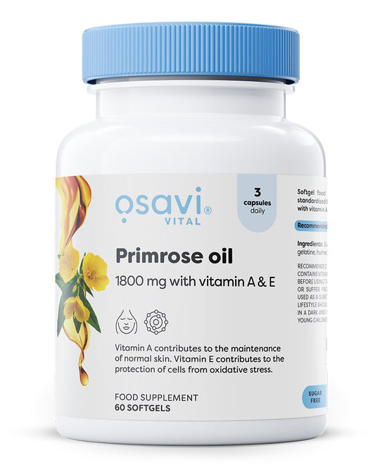 Osavi Primrose Oil with Vitamin A & E 1800mg 60 softgels