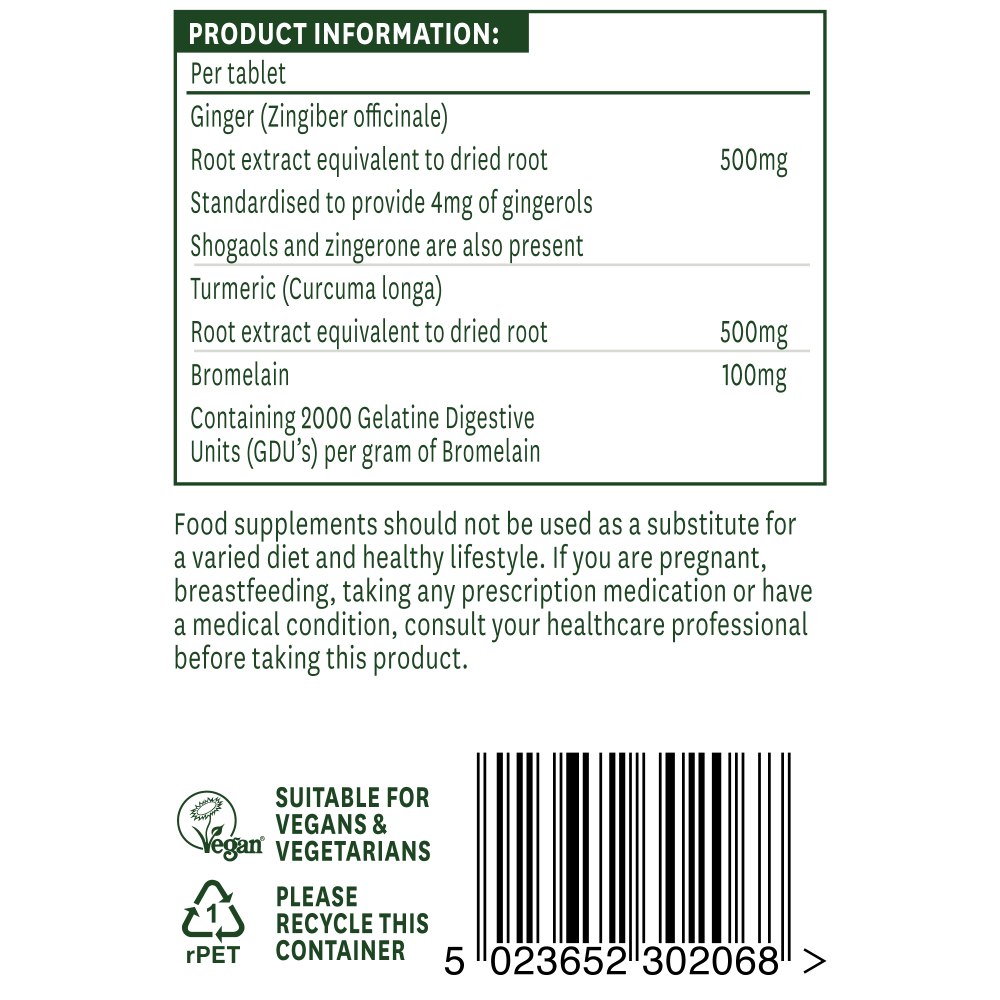 Natures Aid Ginger, Turmeric & Bromelain (3-In-1 Formula) 60's