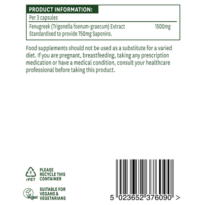 Natures Aid Fenugreek (Standardised) 500mg 90's