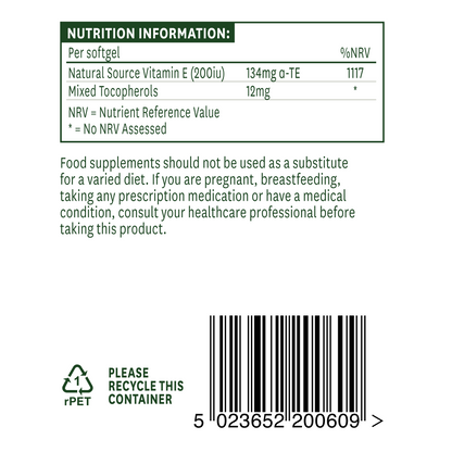 Natures Aid Vitamin E (Daily Strength) 200iu 60's