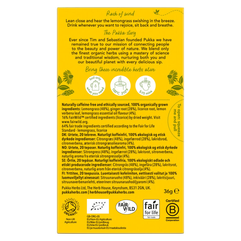 Pukka Herbs Lemongrass & Ginger Organic Herbal Tea x 20 Sachets