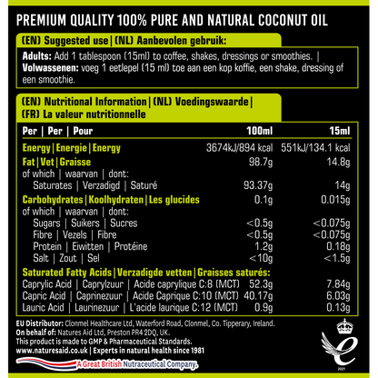 Natures Aid 100% MCT Oil 500ml