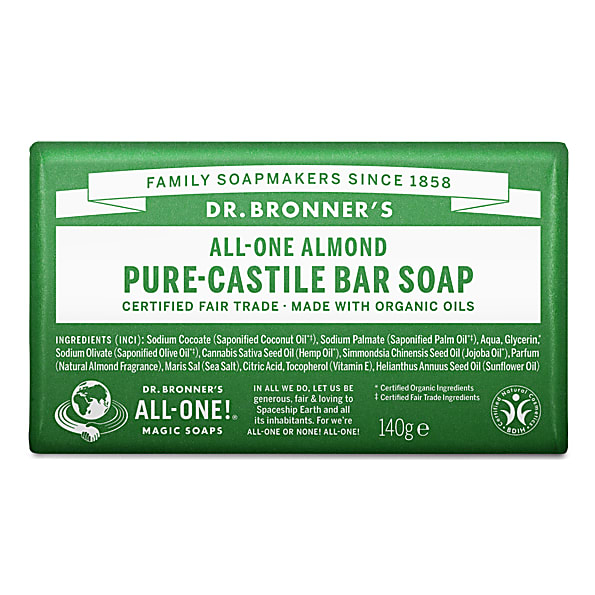 Dr Bronner's Magic Soaps All-One Almond Pure-Castile Bar Soap 140g