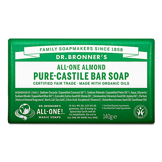 Dr Bronner's Magic Soaps All-One Almond Pure-Castile Bar Soap 140g