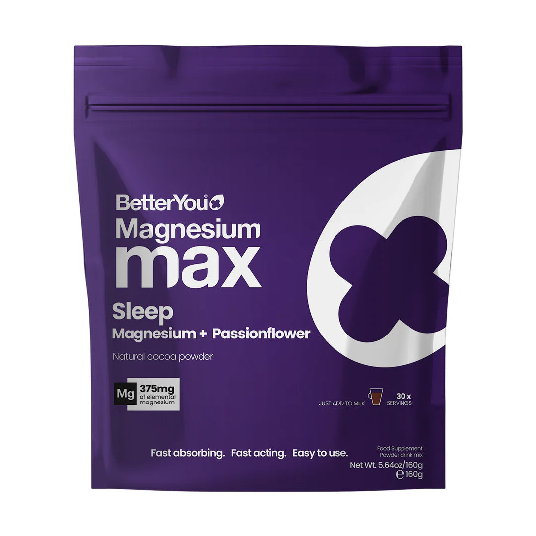 BetterYou Magnesium Max Sleep Powder, Natural Cocoa 160 grams