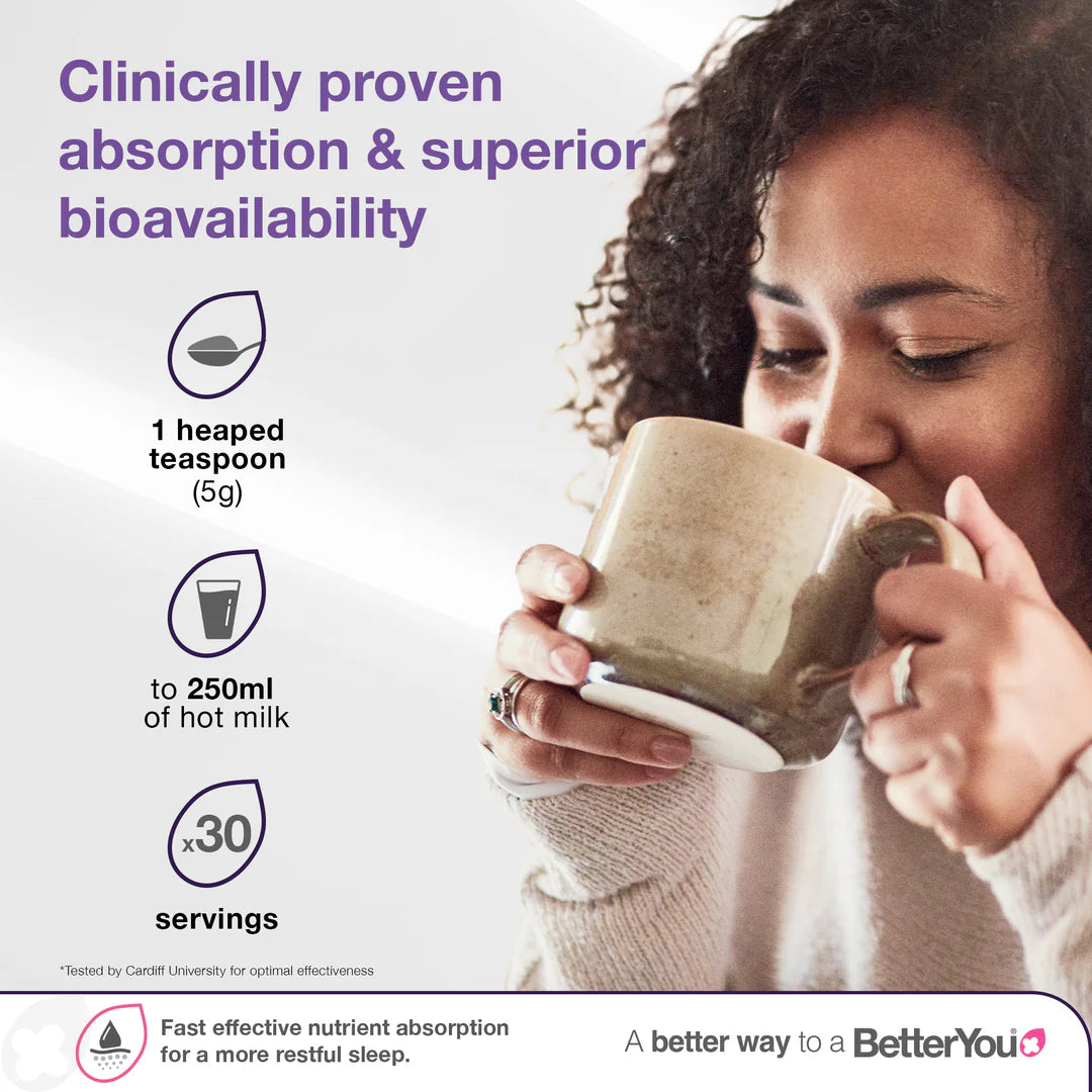 BetterYou Magnesium Max Sleep Powder, Natural Cocoa 160 grams