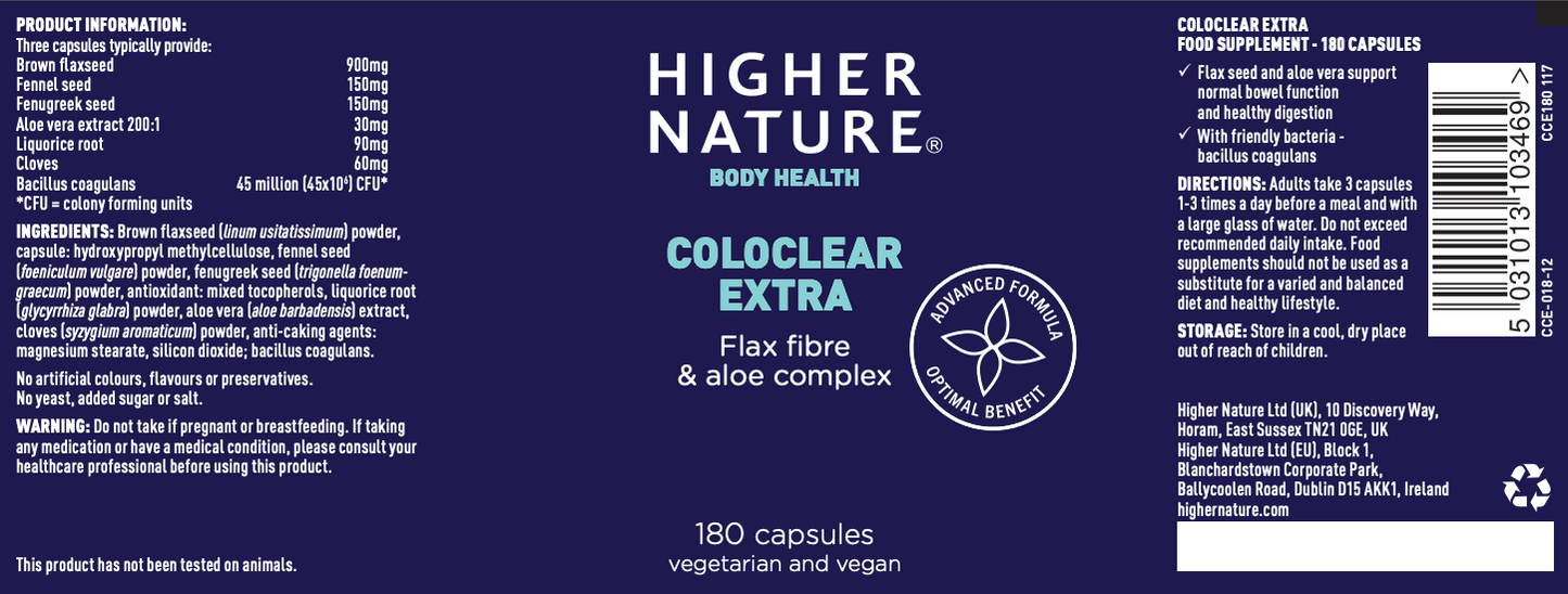 Higher Nature ColoClear Extra 180 Capsules