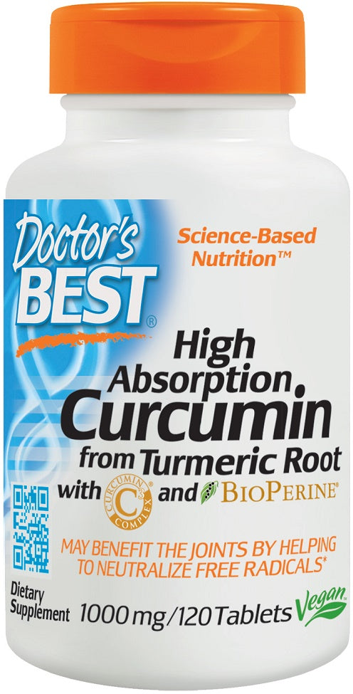 Doctor's Best High Absorption Curcumin From Turmeric Root with C3 Complex & BioPerine 1000mg 120 tablets