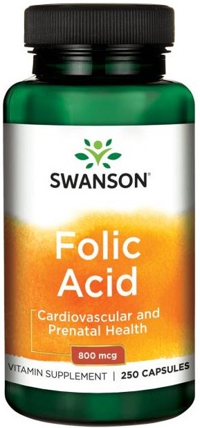 Swanson Folic Acid 800mcg 250 caps