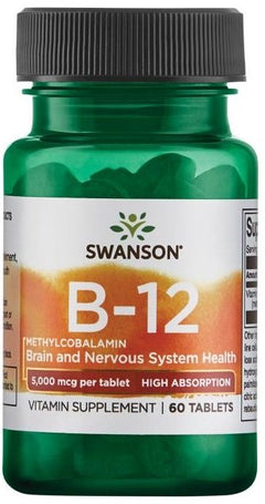 Swanson Vitamin B-12 Methylcobalamin 5000mcg High Absorption 60 tabs