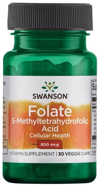 Swanson Folate (5-Methyltetrahydrofolic Acid) 800mcg 30 vcaps