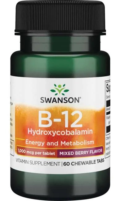 Swanson B-12 Hydroxycobalamin 1000mcg 60 chewable tablets