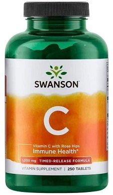 Swanson Vitamin C with Rose Hips Extract Timed-Release 1000mg 250 tablets