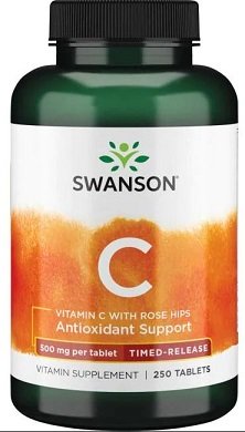 Swanson Vitamin C with Rose Hips Timed-Release 500mg 250 tablets