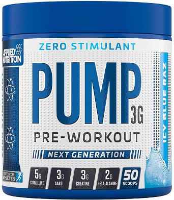 Applied Nutrition Pump 3G Pre-Workout (Zero Stimulant) Icy Blue Raz (EAN 634158794353) 375g
