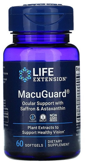 Life Extension MacuGuard Ocular Support with Saffron & Astaxanthin 60 softgels