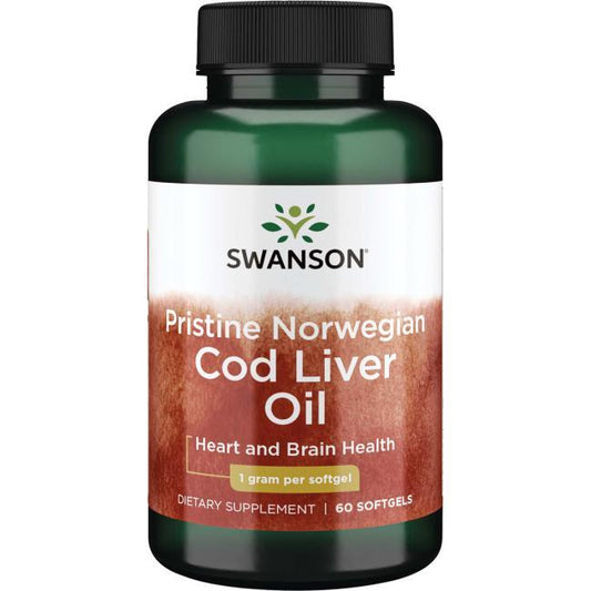 Swanson Pristine Norwegian Cod Liver Oil 1000mg 60 softgels