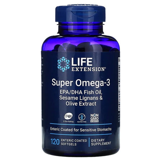 Life Extension Super Omega-3 EPA/DHA with Sesame Lignans & Olive Extract 120 enteric coated softgels