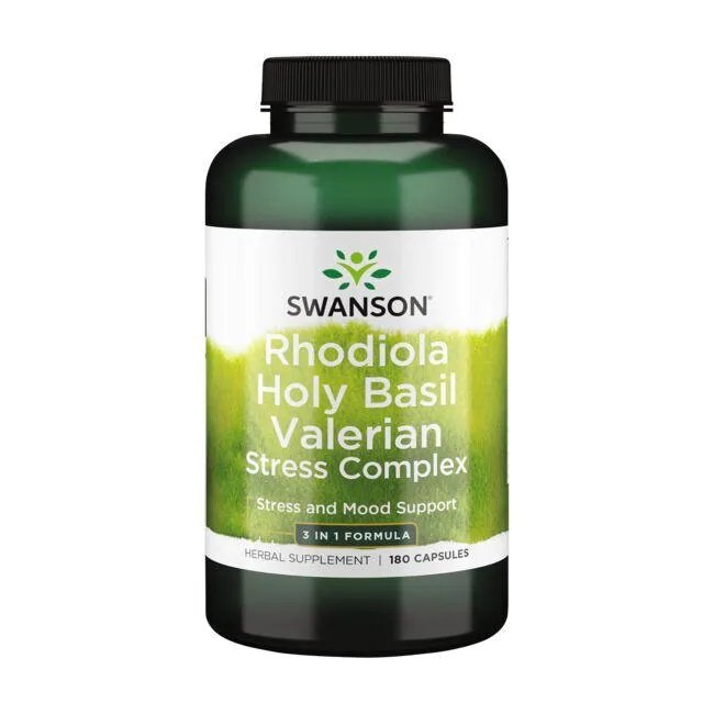 Swanson Rhodiola Holy Basil Valerian Stress Complex 180 caps