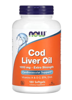 NOW Foods Cod Liver Oil 1000mg Extra Strength 180 softgels