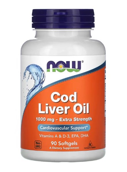 NOW Foods Cod Liver Oil 1000mg Extra Strength 90 softgels