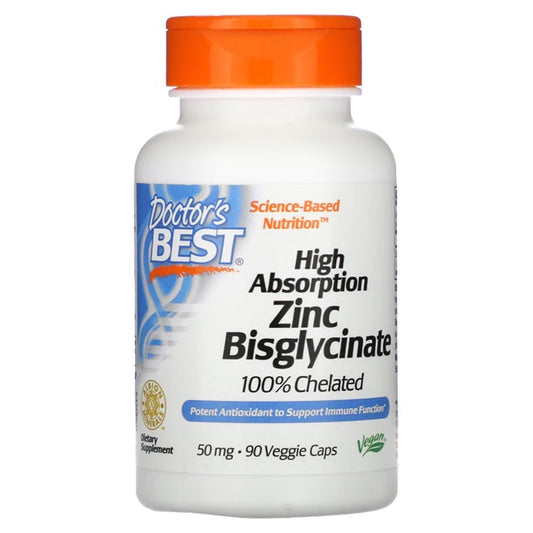 Doctor's Best High Absorption Zinc Bisglycinate 50mg 90 vcaps