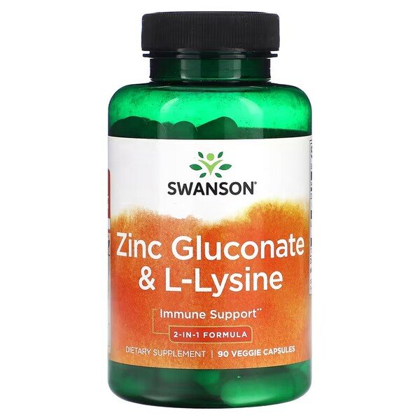 Swanson Zinc Gluconate & L-Lysine 90 vcaps