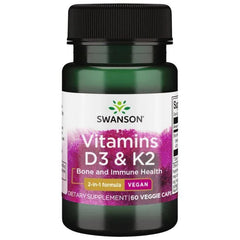 Swanson Vitamins D3 & K2 50mcg & 75mcg 60 vcaps