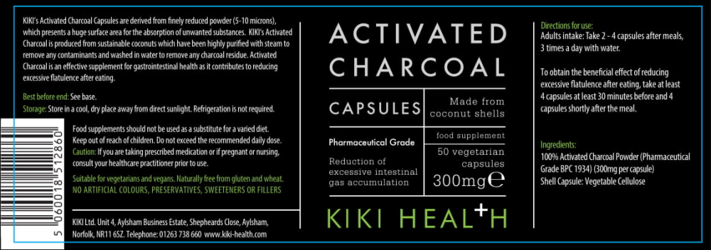 Kiki Health Activated Charcoal Capsules 50's