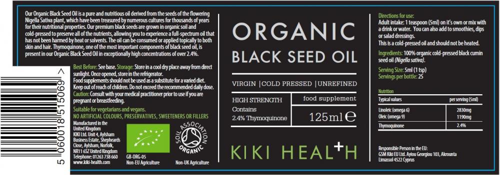 Kiki Health Organic Black Seed Oil 125ml