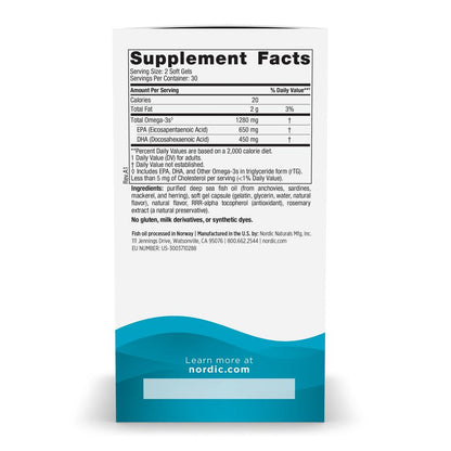 Nordic Naturals Ultimate Omega Fish Oil Lemon Flavour High Dose 1280mg Soft Gels