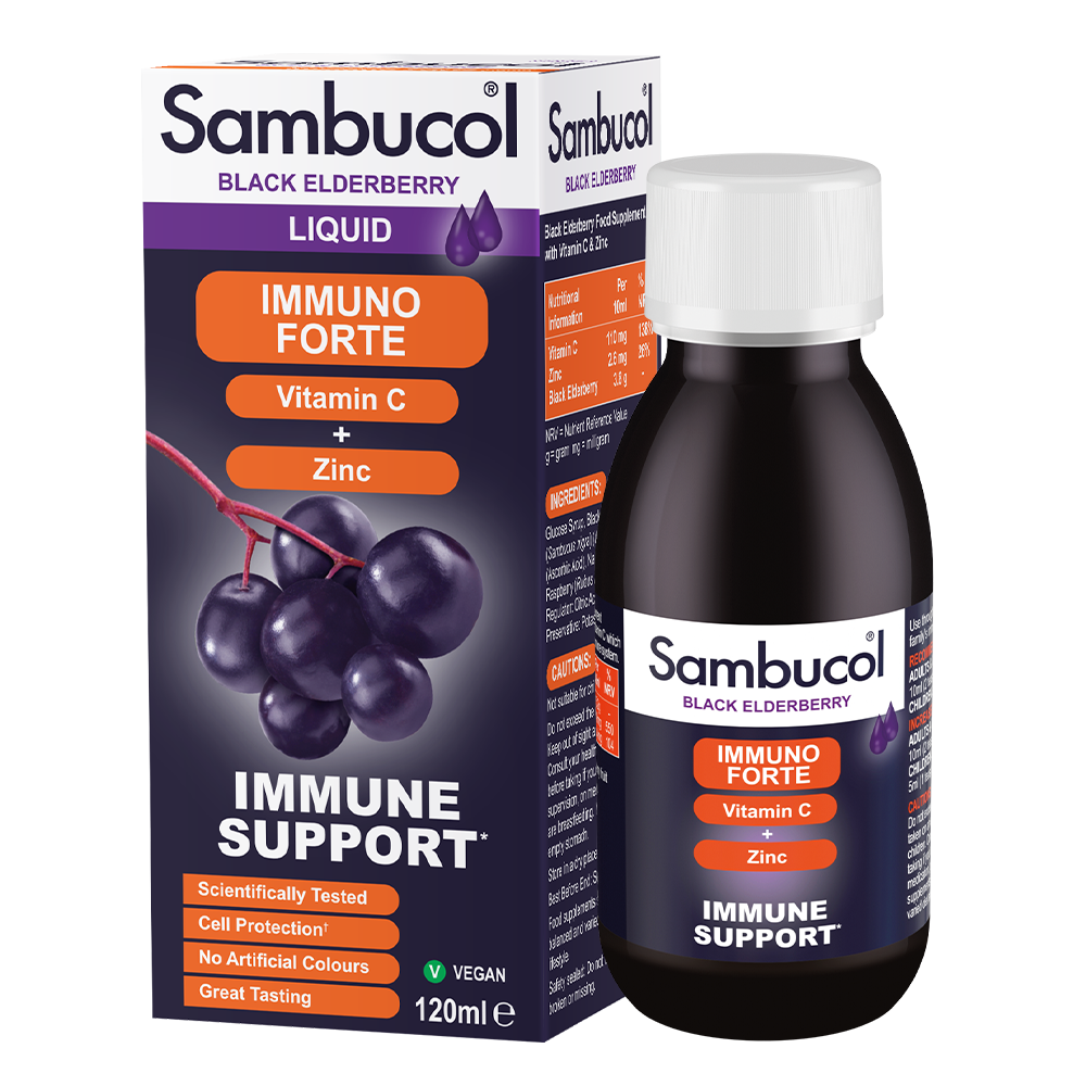 Sambucol Immuno Forte Vitamin C + Zinc Immune Support Liquid 120ml