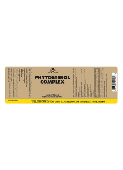 Solgar Phytosterol Complex 1000mg Plant Sterols (100 Softgels)