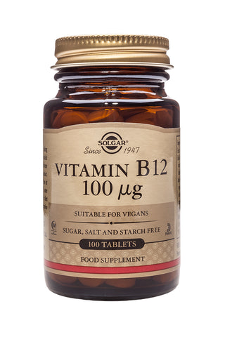 Solgar Vitamin B12 100mcg Cyanocobalamin Essential Nutrient (100 Tablets)