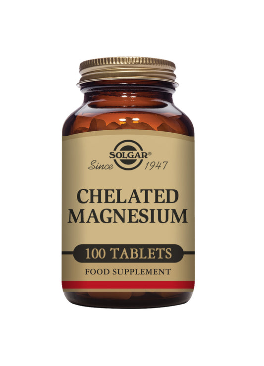 Solgar Chelated Magnesium Bisglycinate Highly Absorbable Supplement (100 Tablets)