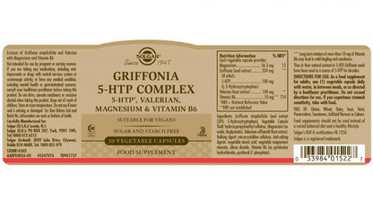 Solgar Griffonia 5-HTP Complex (100mg) – 30 Vegetable Capsules