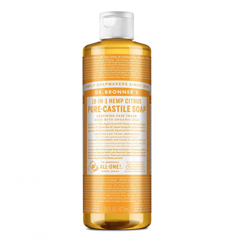 Dr Bronner's Magic Soaps 18-in-1 Hemp Citrus Orange Pure-Castile Liquid Soap