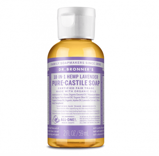 Dr Bronner's Magic Soaps 18-in-1 Hemp Lavender Pure-Castile Liquid Soap 60ml - Approved Vitamins