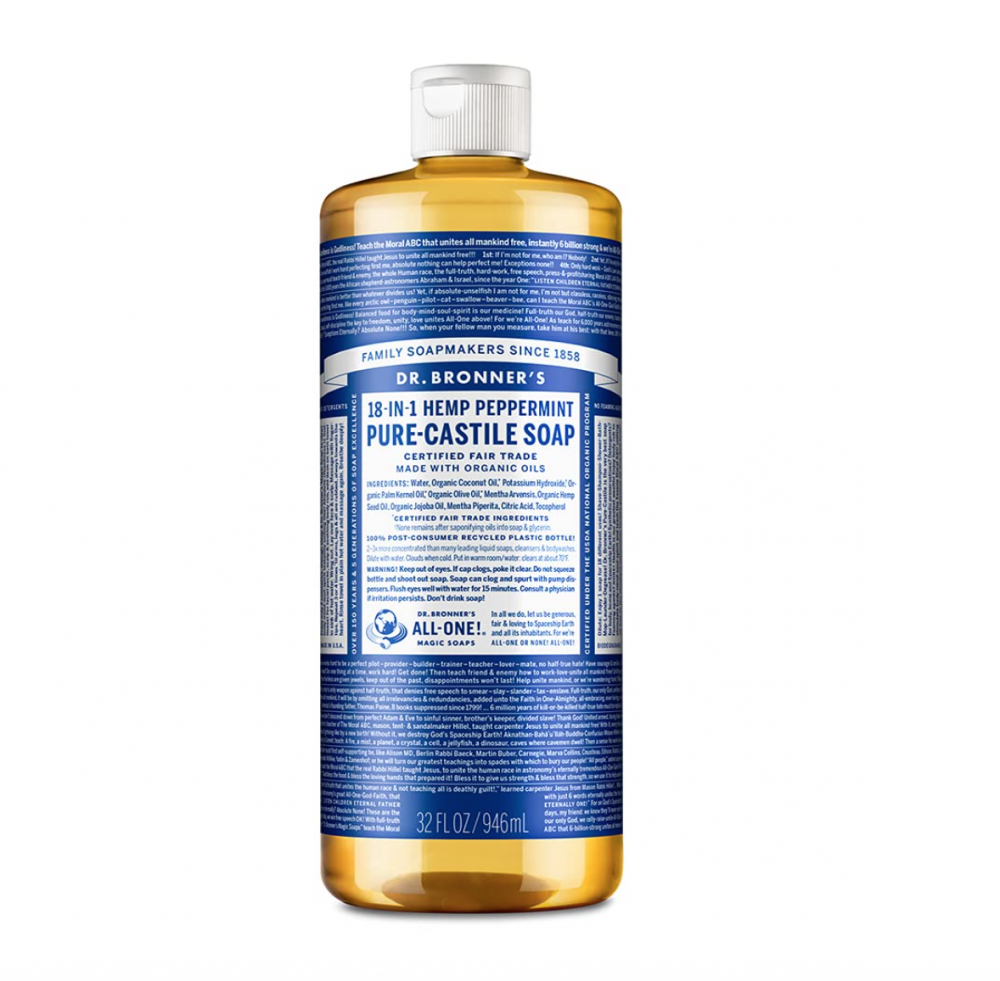 Dr Bronner's Magic Soaps 18-in-1 Hemp Peppermint Pure-Castile Liquid Soap