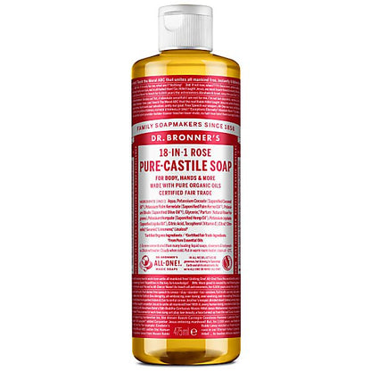 Dr Bronner's Magic Soaps 18-in-1 Hemp Rose Pure-Castile Liquid Soap