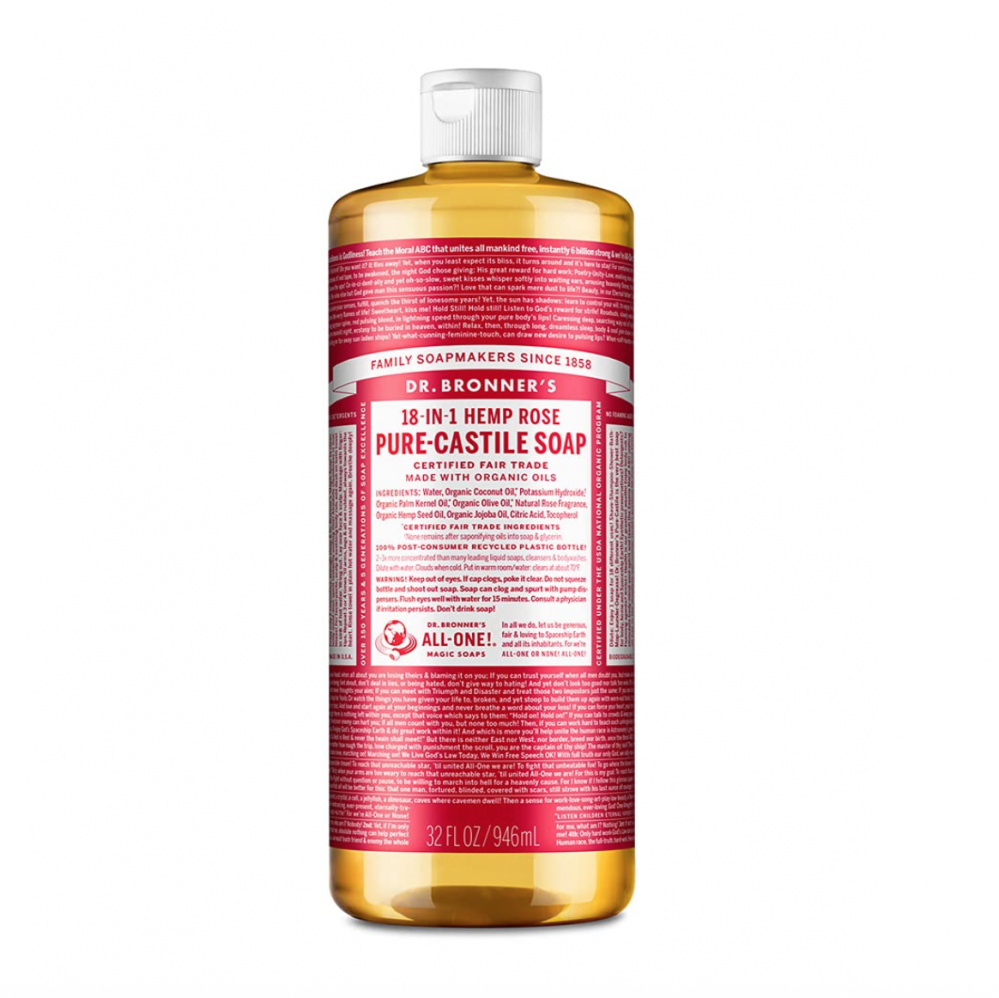 Dr Bronner's Magic Soaps 18-in-1 Hemp Rose Pure-Castile Liquid Soap