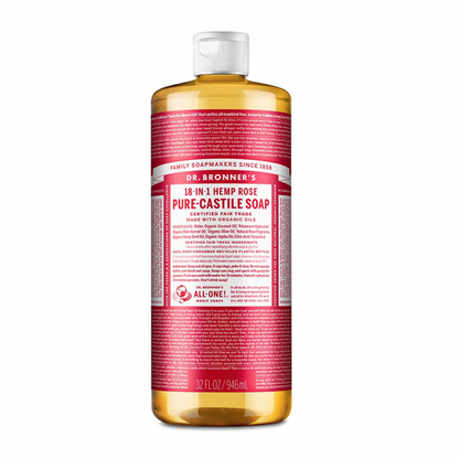 Dr Bronner's Magic Soaps 18-in-1 Hemp Rose Pure-Castile Liquid Soap